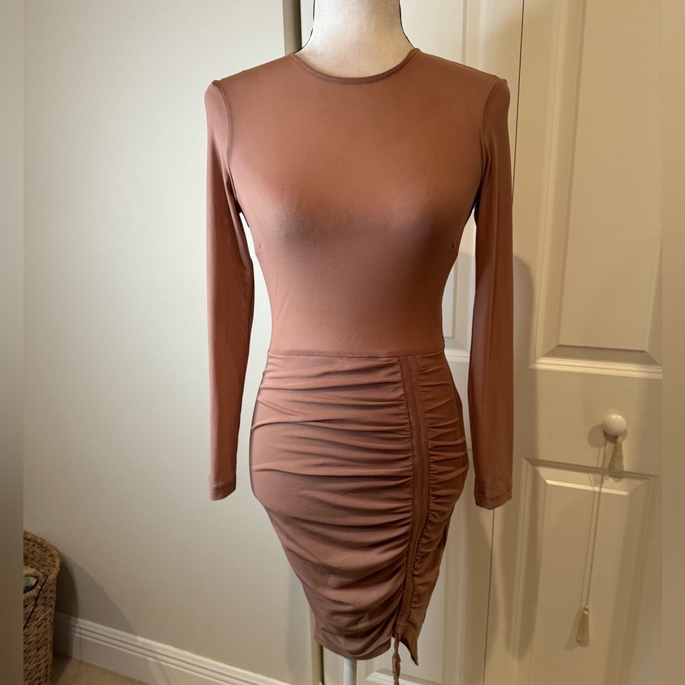 Privy Sheer Mesh Long Sleeve Dress